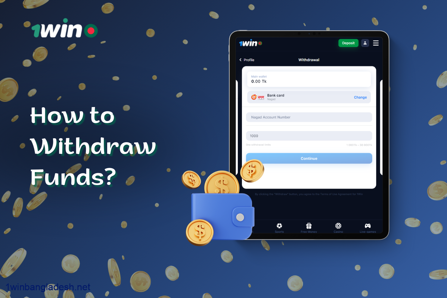 In order to withdraw funds from 1win, a user from Bangladesh should follow a few steps