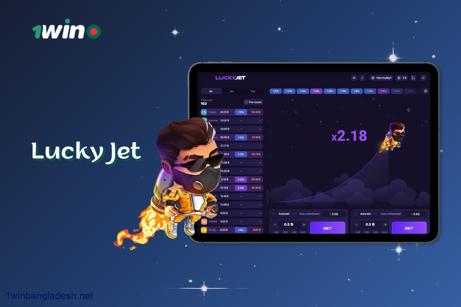 1win offers players in Bangladesh the popular game Lucky Jet