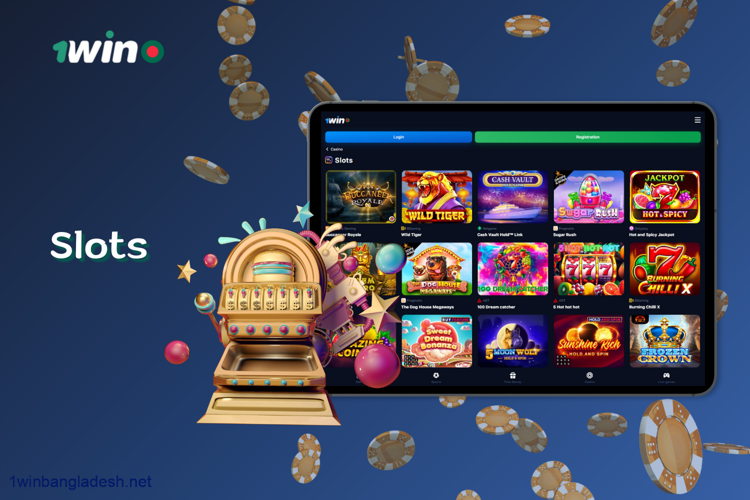 On 1vin website, players from Bangladesh are offered a wide range of slots in the Casino section