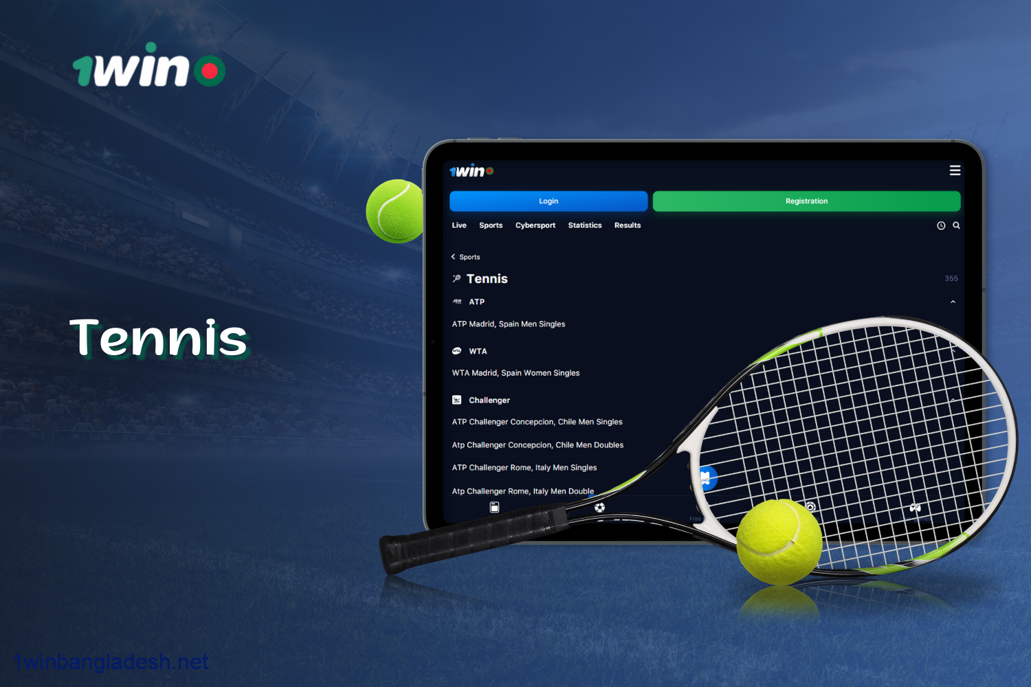 1win offers players from Bangladesh a wide range of Tennis bets in the Sports section