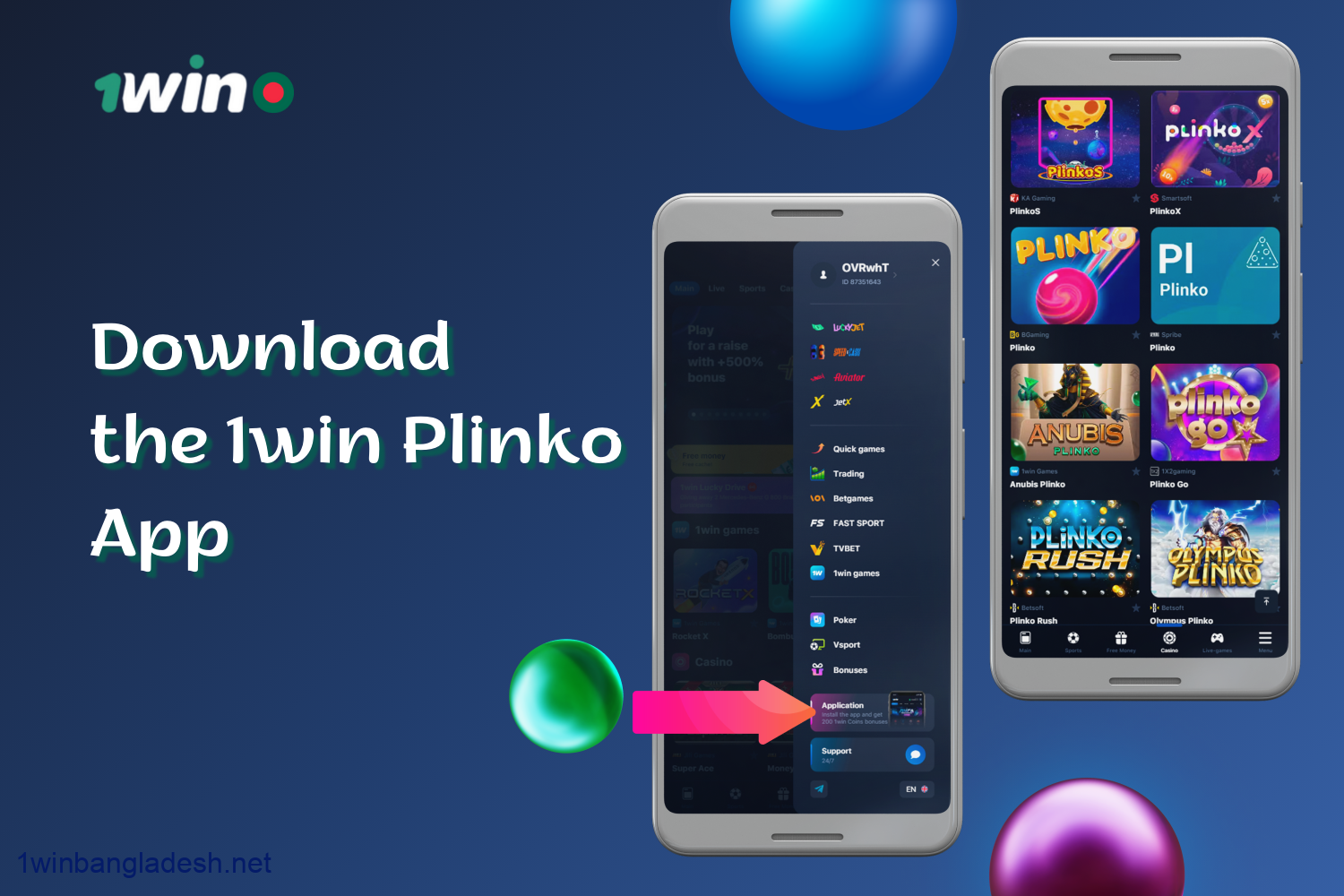 Users in Bangladesh can play Plinko 1win on the Android and iOS app